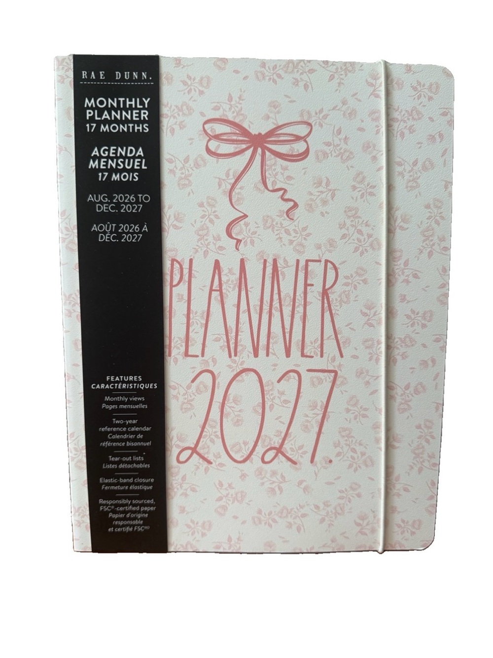 Rae Dunn 2027 PLANNER Soft Cover Spiral 17 months Planner  Ivory 9x7”
